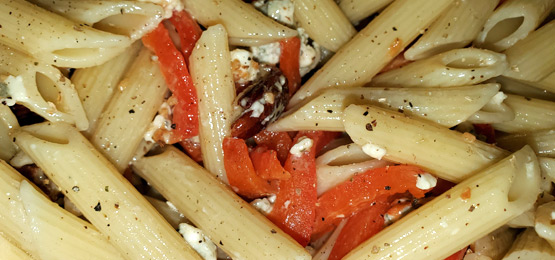Roasted Red Pepper & Walnut with Feta Pasta Salad